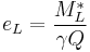 e_L = \frac{M^*_L}{\gamma Q}