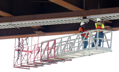 Work on a new bridge's cable tray, which helps carries utilities