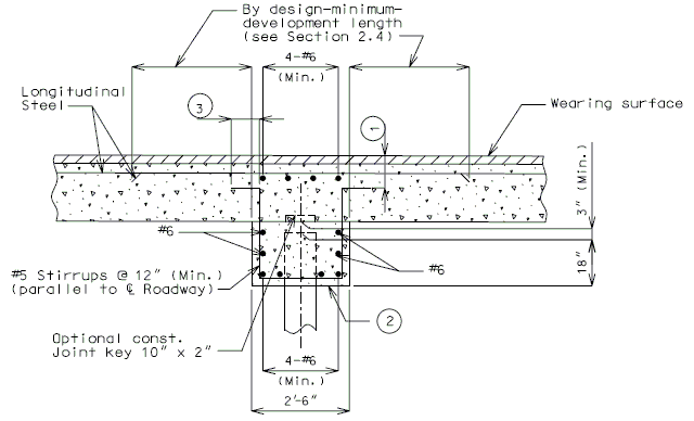 751.40 Intermediate Bents - Integral Pile Cap Bents without Drop Panel - Reinforcement (Section Thru Bent).gif