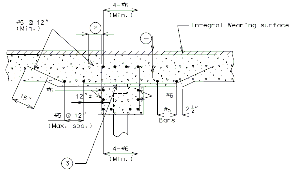 751.40 Intermediate Bents - Integral Pile Cap Bents with Drop Panel - Reinforcement (Section Thru Drop Panel).gif