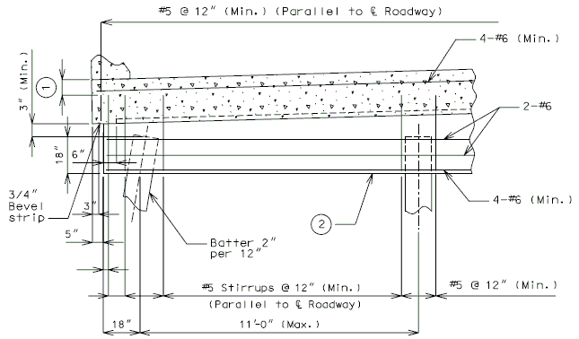 751.40 Intermediate Bents - Integral Pile Cap Bents without Drop Panel - Reinforcement (Half Section).gif