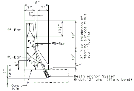751.40 Replacement of Existing Curb (Safety Barrier Curb on Slab) Section Thru Curb Optional Anchoring System.gif