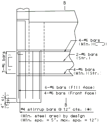 751.30 stub bents (non-integral) stub bent on long footings part elevation.gif