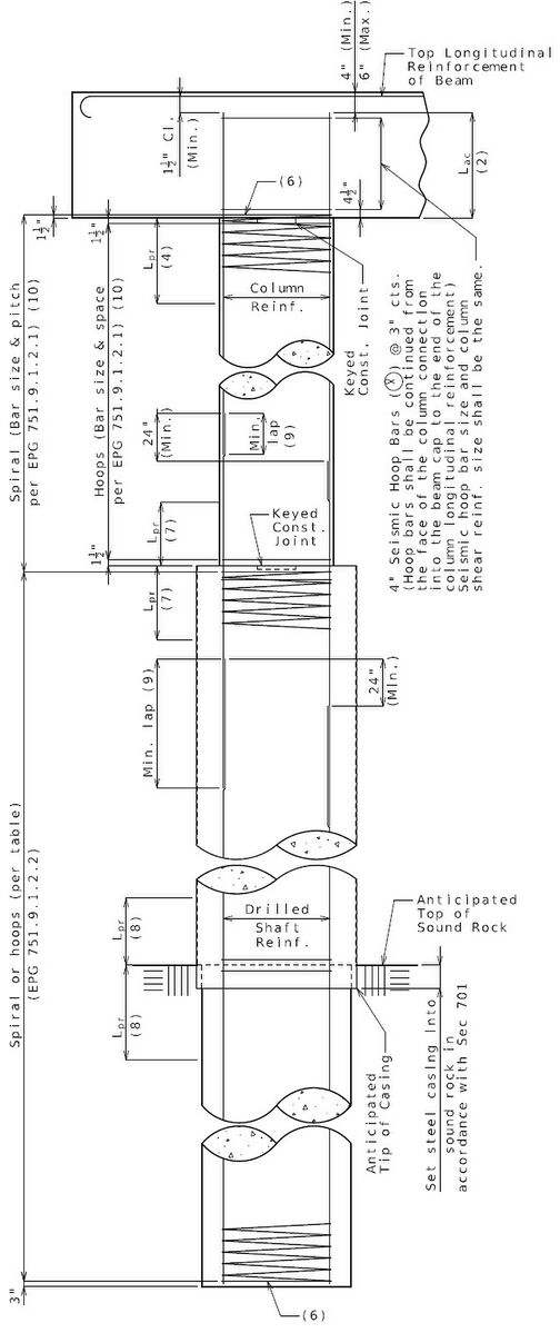 Figure 751.9.1.2.2 Seismic Details for Non-oversized Drilled Shaft